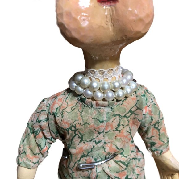 Vintage Artisan Doll Handcarved Wooden Grandma Old Lady Handmade Soft Body Rare - Picture 4 of 16